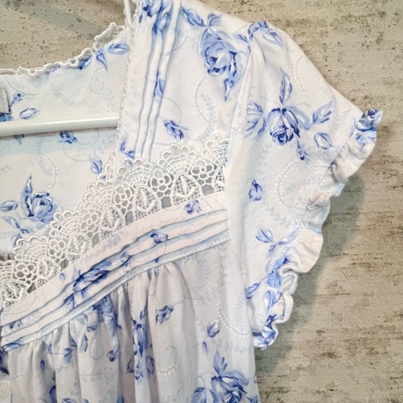 Eileen West Floral Lightweight Night Gown Sz S Romantic Cottagecore Prairie Lace - Picture 12 of 16
